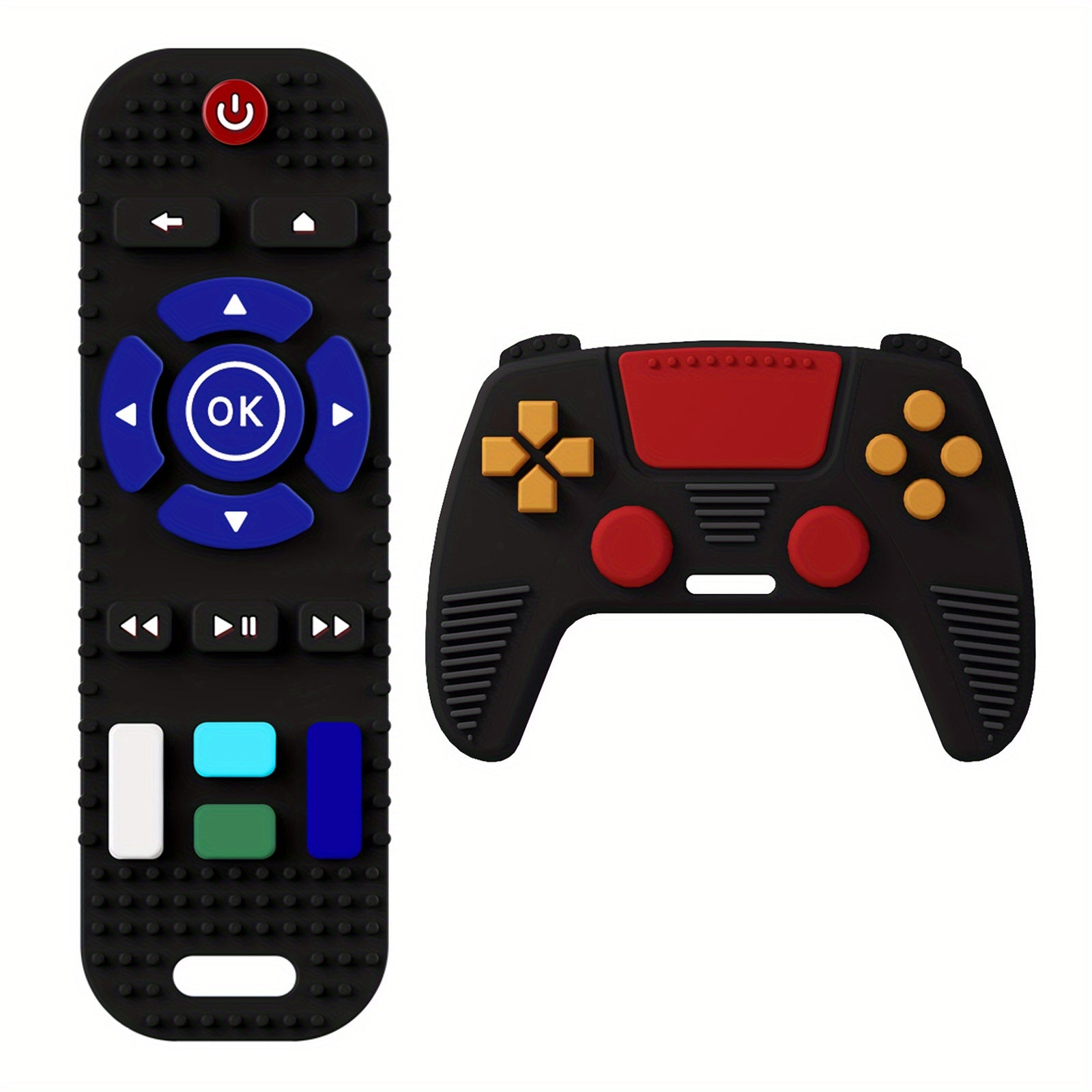 2pcs Educational Silicone Teether Toys for Babies - Sensory Chew Toy with TV Remote Control Shape - Perfect for Teething Babies 6-18 Months