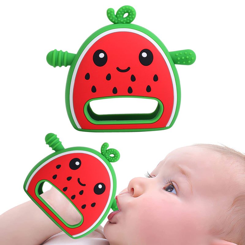 Fruit Baby Teether, Baby Teething Toys Silicone Teether Toy Never Drop Baby Mitten Teether For Soothing Teething Pain Relief, Baby Chew Toys For Sucking Needs