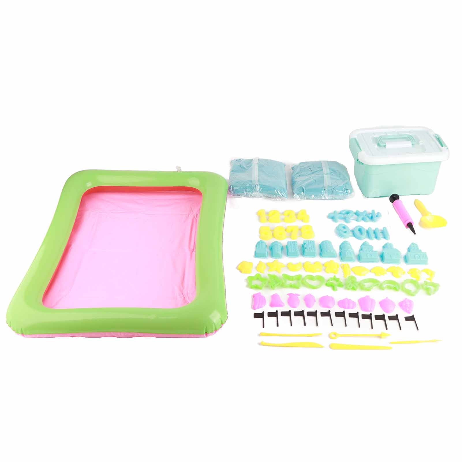 2024 Kids Sand Toy Set Educational Hands On Skills Sand Molds Board Toy Set for Children Blue 76 Accessories