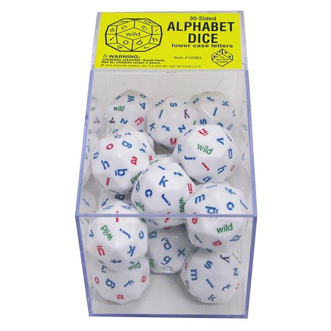 30-Sided Alphabet Dice Game for Lower Case Letters - Pack of 20