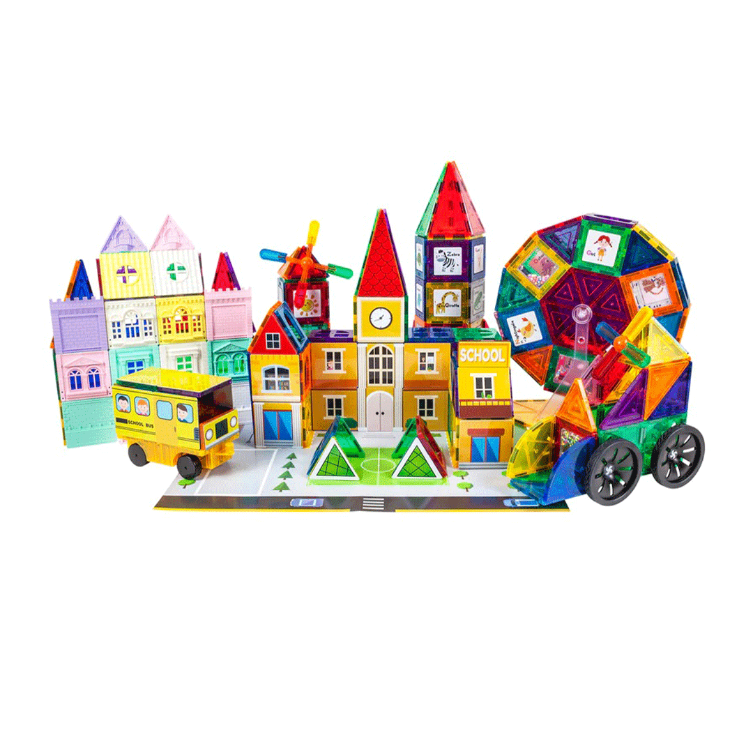 PicassoTiles 300pcs Magnetic Building Blocks 3-in-1 City Theme Children's Play Set