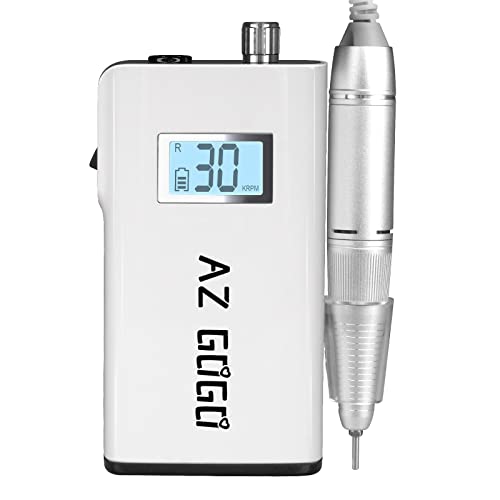 Professional Nail Drill Machine, AZ GOGO 30000RPM Cordless Portable Nail Drills for Acrylic Gel Nails - New Upgraded Electric E File With LCD Display