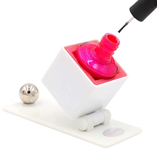 Tippur Nail Polish Holder - Anti-Spill Professional Fingernail Polish Tool - Mani / Pedi Must Have With Rubber Pad Grippy Bottom & Wide Stable Base - Nail Art Bottle Holder, White, (TIPAW1)