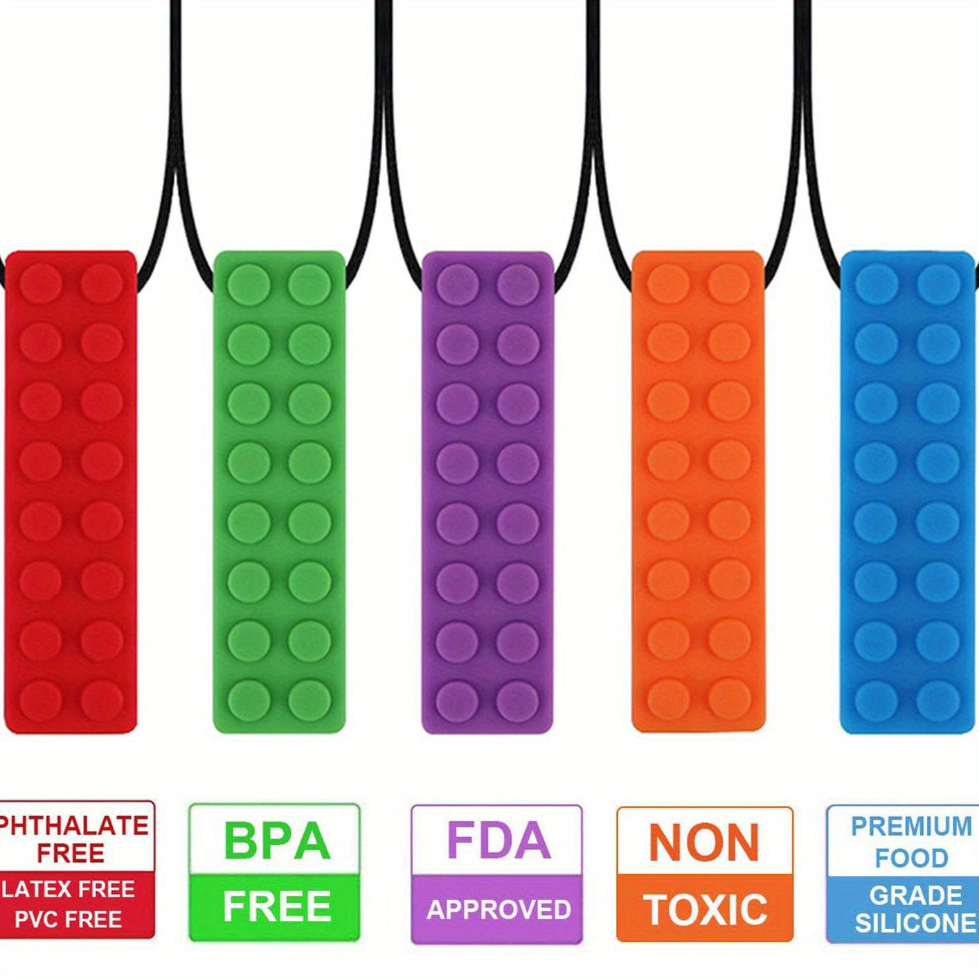 Sensory Chewing Necklace Teether: Food Grade Silicone Gum for Teething Needs, Anti-Eating Fun Toy for Boys & Girls!