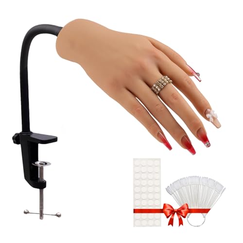 Silicone Practice Hand for Acrylic Nails,Silicone Nail Hand Practice,Silicone Nail Hand for show,Fake Training Hand with Manicure Kits for DIY/Nail Salon Artists/Nail Artist