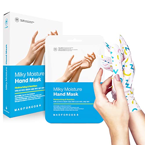 KN FLAX Hand Mask - Moisturizing Gloves with Vitamin E and Collagen for Youthful Appearance, 5PCS