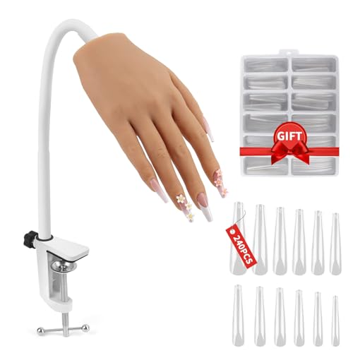 LIONVISON Practice Hand for Acrylic Nails, Silicone Nail Hand Practice, Flexible Fingers Fake Training Hand False Mannequin Hands for Nail Practice, Hand Model Kit for Nail Supplies Manicure Beginners