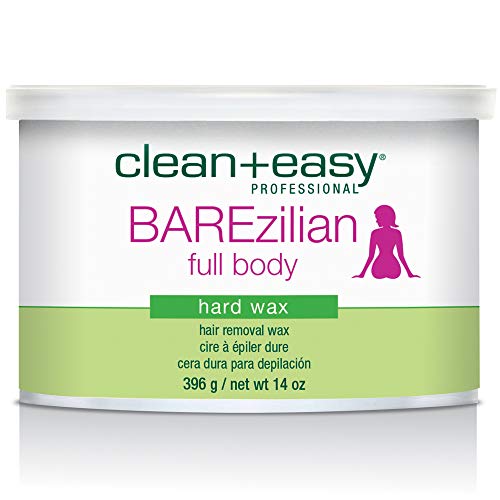 Clean + Easy BAREzilian Hard Wax, Non-Strip Hair Removal Depilatory Wax for Full Body, Bikini Brazilian Waxing, Great for Sensitive Skin - Ideal for Women and Men, 14 oz