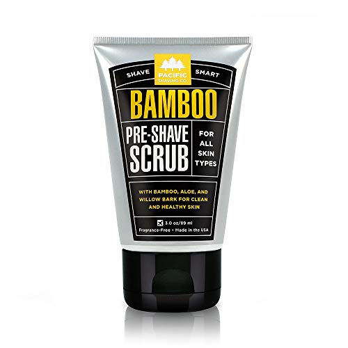 Pacific Shaving Company Bamboo Pre-Shave Scrub - Exfoliating Face Scrub & Cleanser - Daily Face Wash for Men with Aloe Vera & Willow Bark Extract - Soothes, Moisturizes & Controls Blemishes (3 Oz)