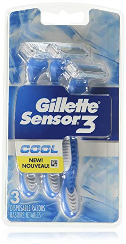 Gillette Sensor 3 Mens Cool Razor Disposable, 3count