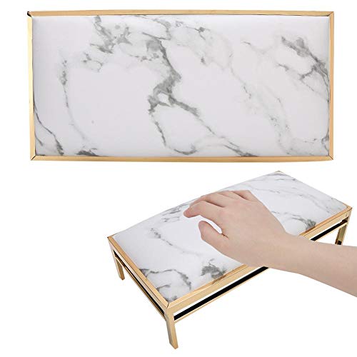 Nail Art Hand Pillow for Nail Polish PU Leather Nail Arm Rest Manicure Hand Pillow Nail Rest Cushion Table Manicure Table(Marble)