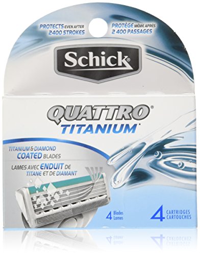 Schick Quattro Titanium Razor Blade Refills for Men - 4 Count (Pack of 2)
