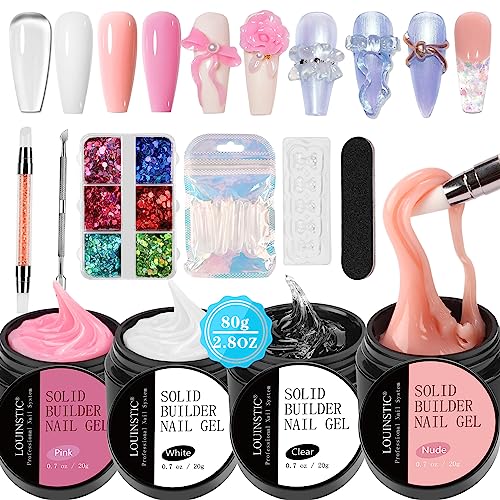 LOUINSTIC Solid Builder Gel for Nails Pink White Clear Nude 0.7oz…