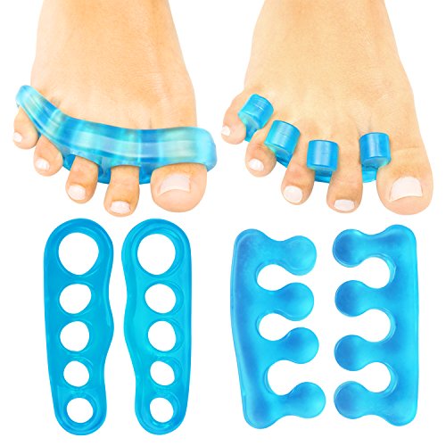 VIVEsole Toe Separators for Men & Women (2 Pairs) - Silicone Gel Spreaders - Therapeutic Spa Stretchers for Plantar Fasciitis, Bunions, Overlapping Hammer Toe Spacers - Metatarsal Yoga Cushion