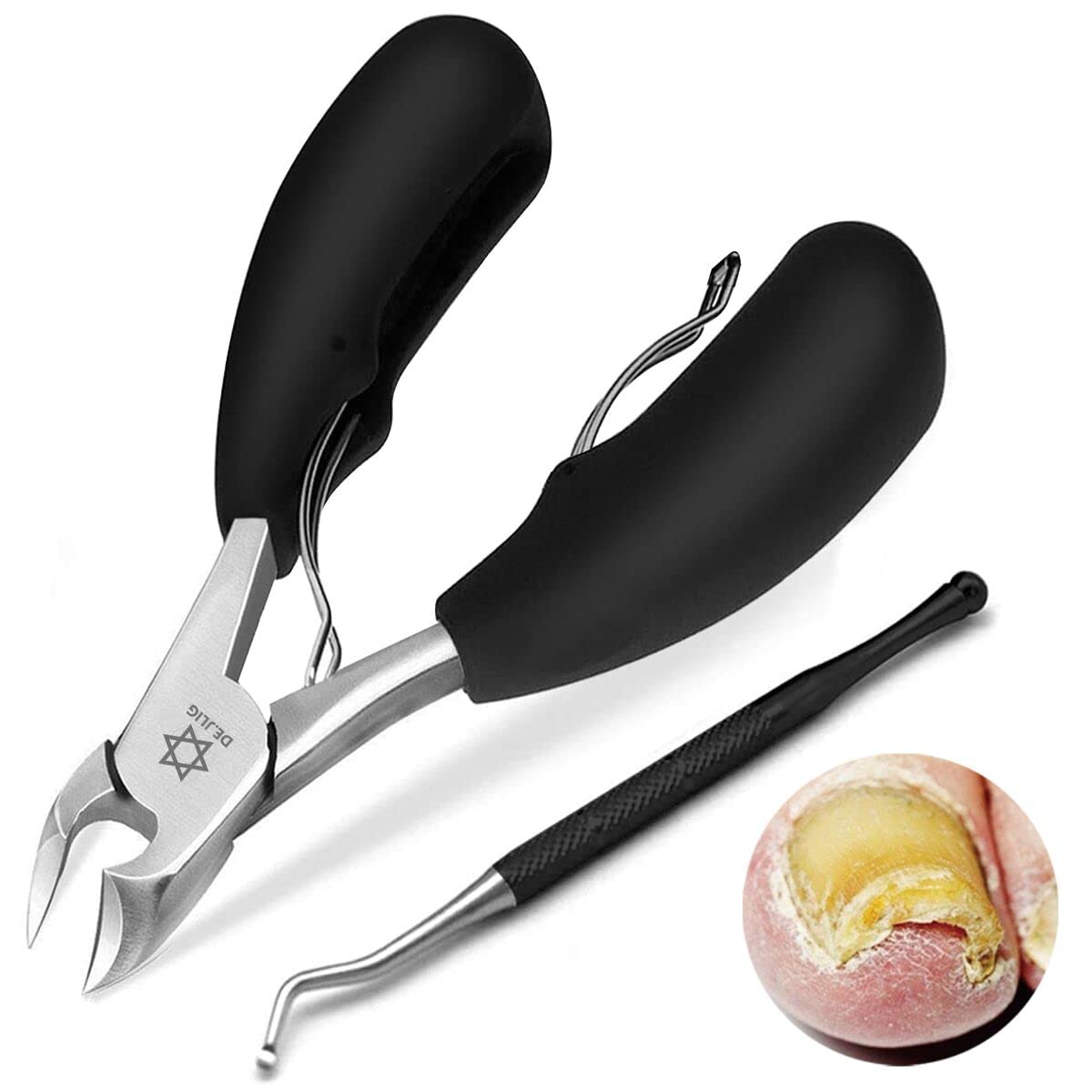 Podiatrist Toenail Clippers，Professional Ingrown or Thick Toe Nail Clippers for Men & Seniors ，Toe Clippers Podiatrist Tool Pedicure Clippers Toenail Cutters Nipper Precision Diabetic Toenail Clipper