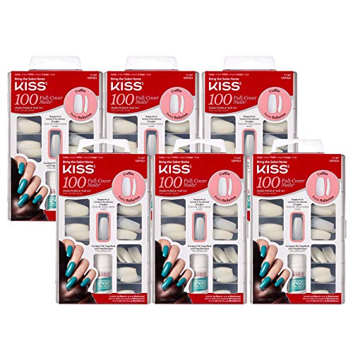 KISS 100 Acrylic Plain Full-Cover Nails (6 PACK, Coffin)
