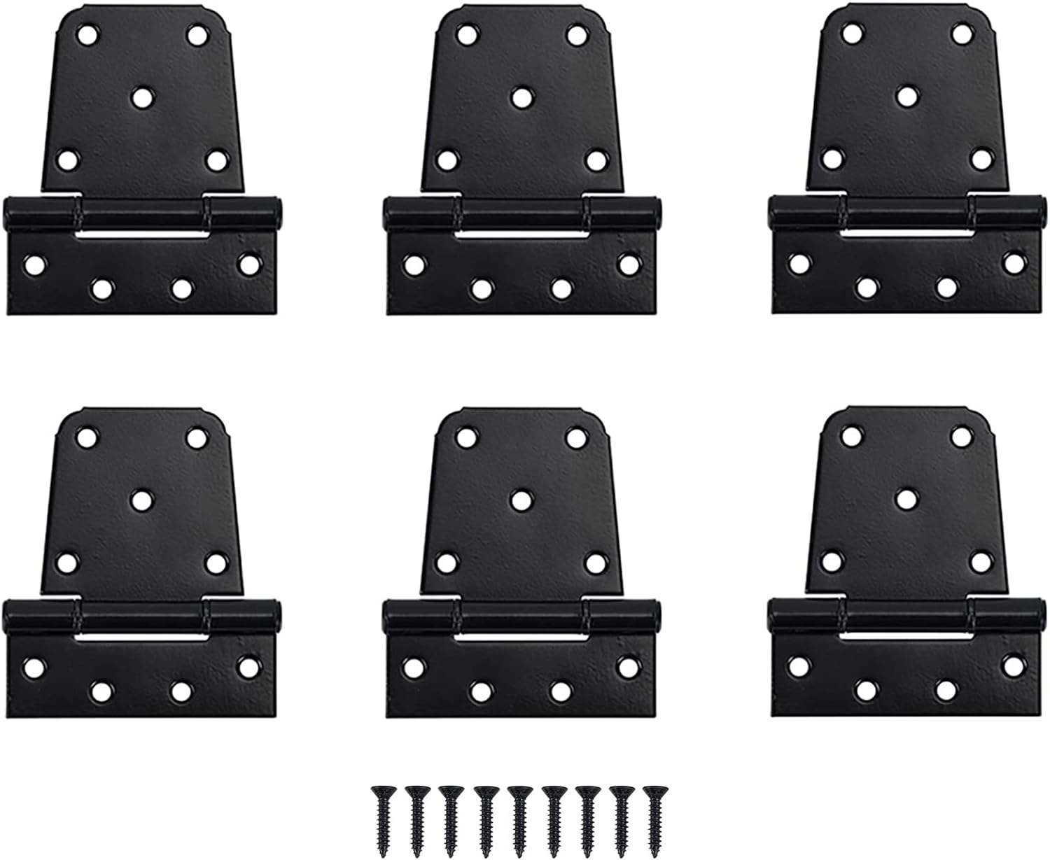 HOME MASTER HARDWARE 3-1/2 inch Heavy Duty T Hinge Gate Hinges Steel Black Finish with Screws 6-Pack (Black)