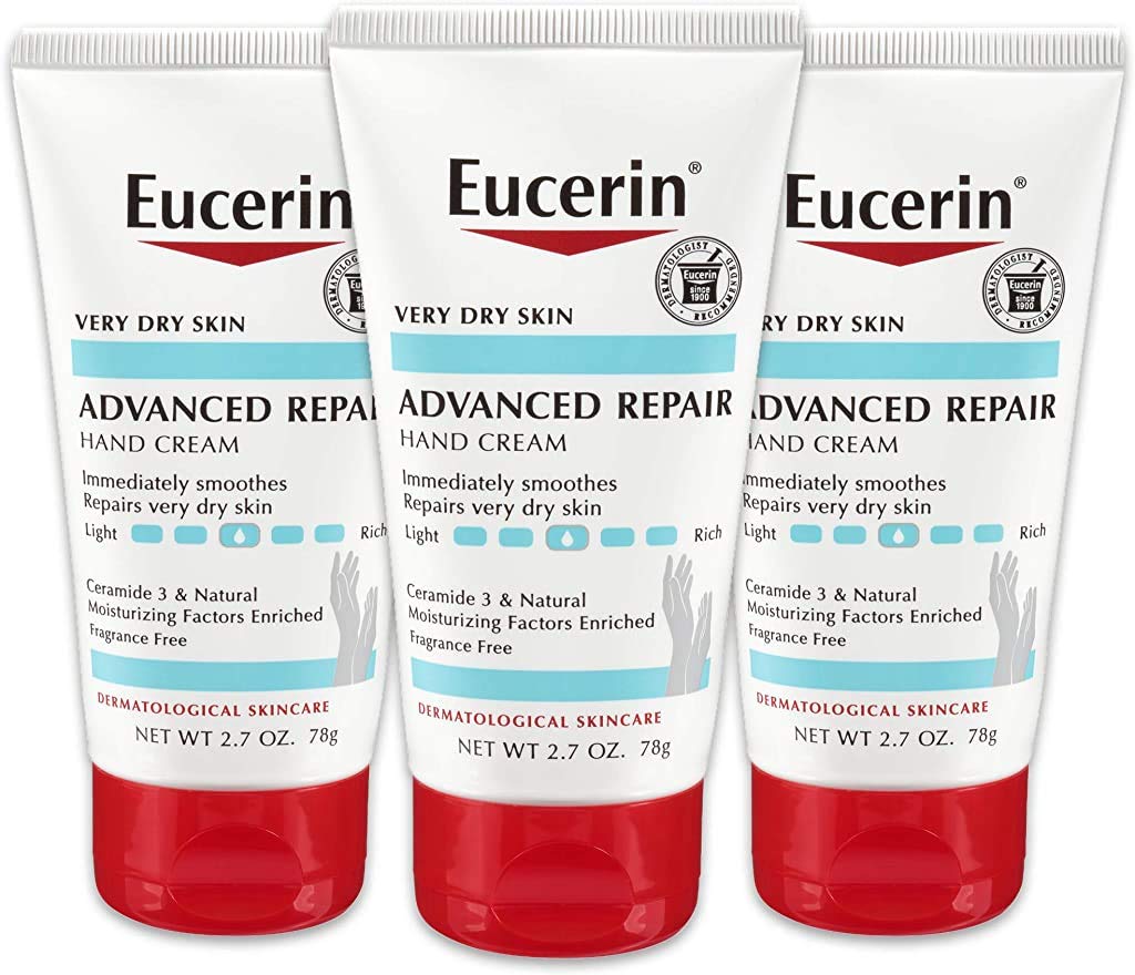 Eucerin Advanced Repair Hand Cream - Fragrance Free, Hand Lotion for Very Dry Skin - 2.7 Ounce (Pack of 3)