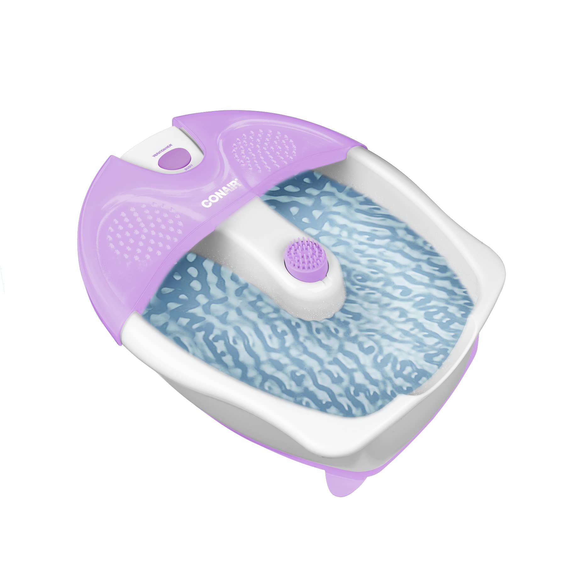 Conair Soothing Pedicure Foot Spa Bath with Soothing Vibration Massage, Deep Basin Relaxing Foot Massager with Jets, Pink/White