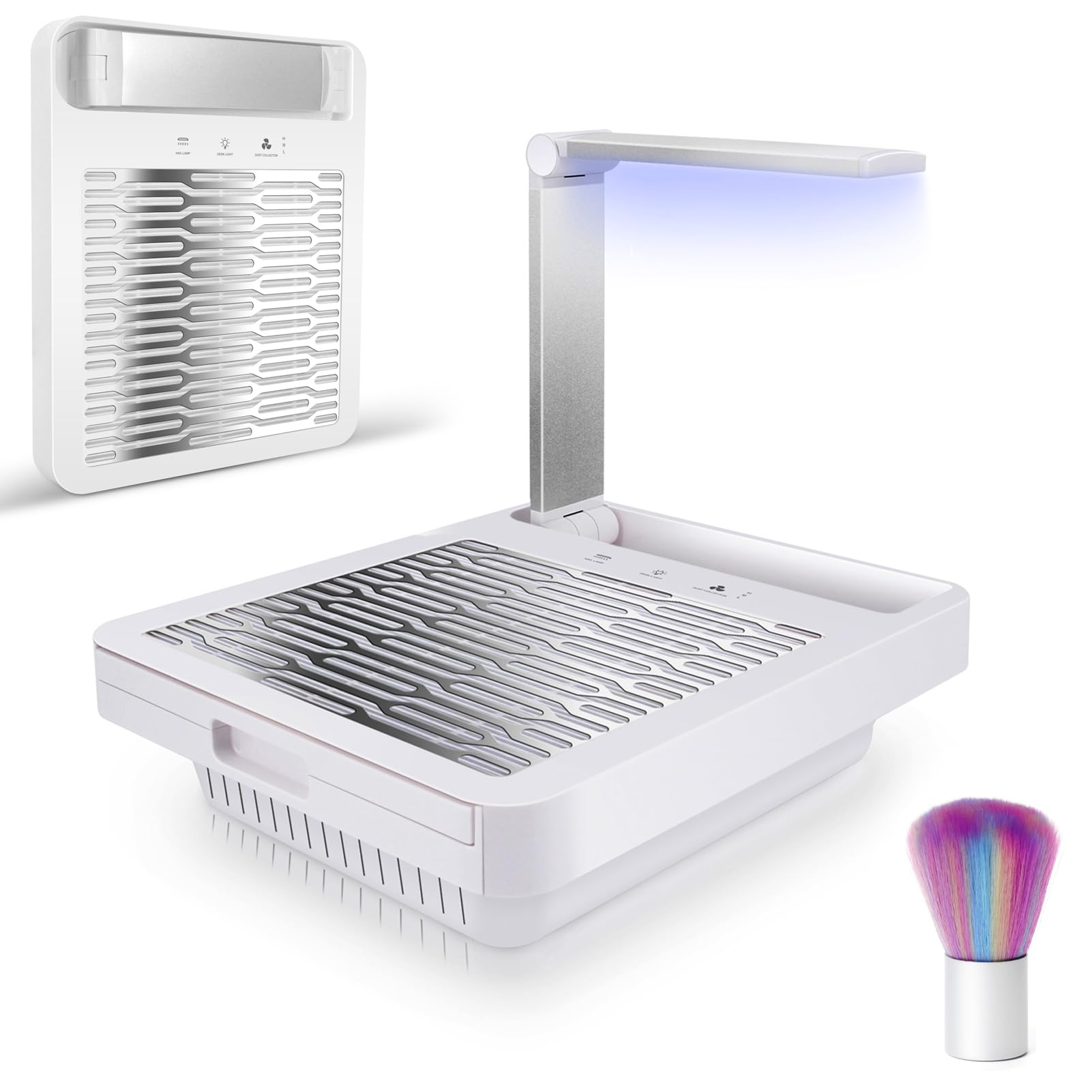 AONOLOVO Nail Dust Collector Machine, Powerful Nail Vacuum Cleaner Dust Extractor Fan for Nail Tech Salon Home Use Acrylic Nail Gels Removal, White NDC6