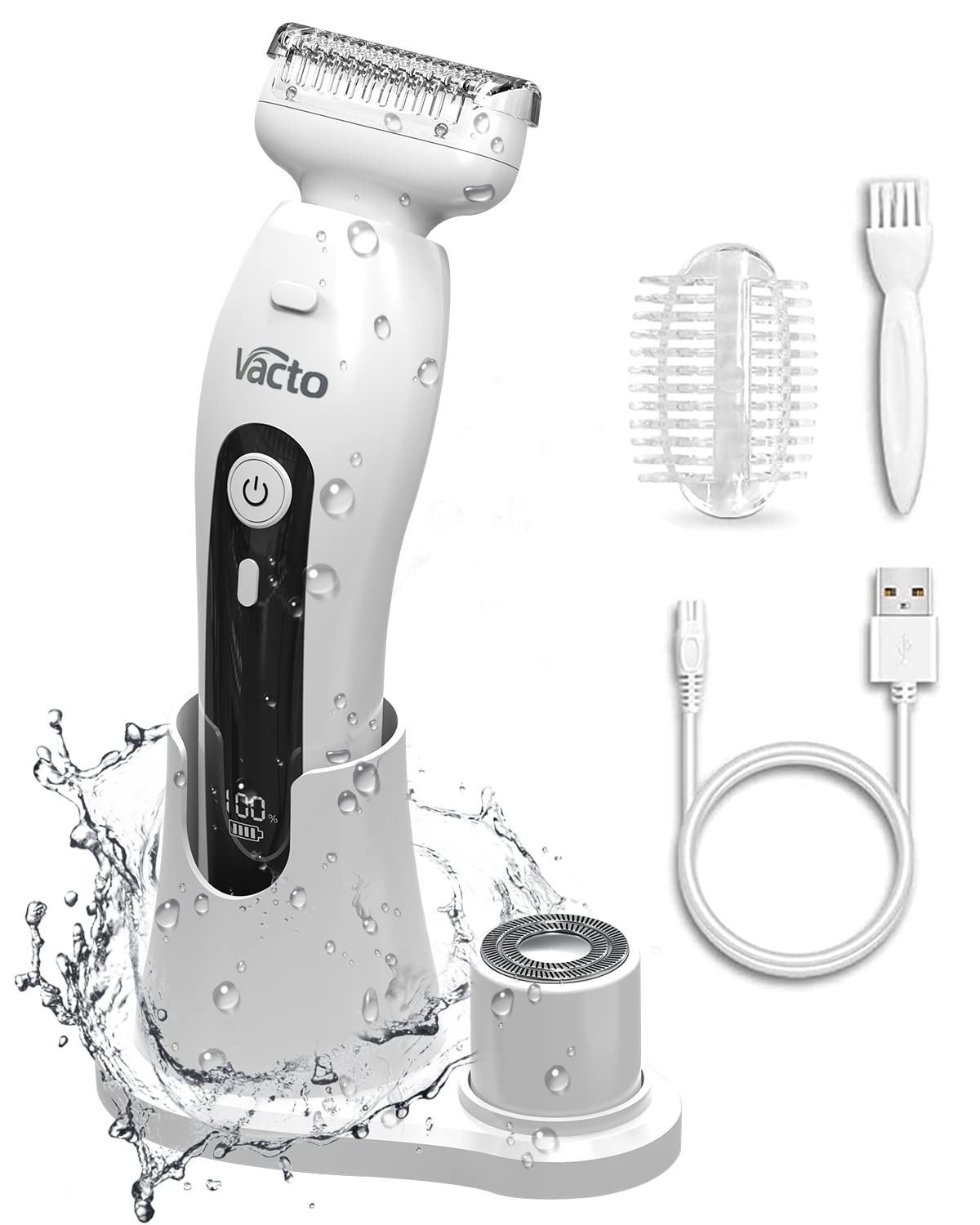 Vacto Electric Razors for Women with LED Light, Electric Shaver for Women Rechargeable Womens Electric Razor Ladys Razor Bikini Trimmer Bikini Shaver Body Hair Removal for Body Legs Underarm Bikini