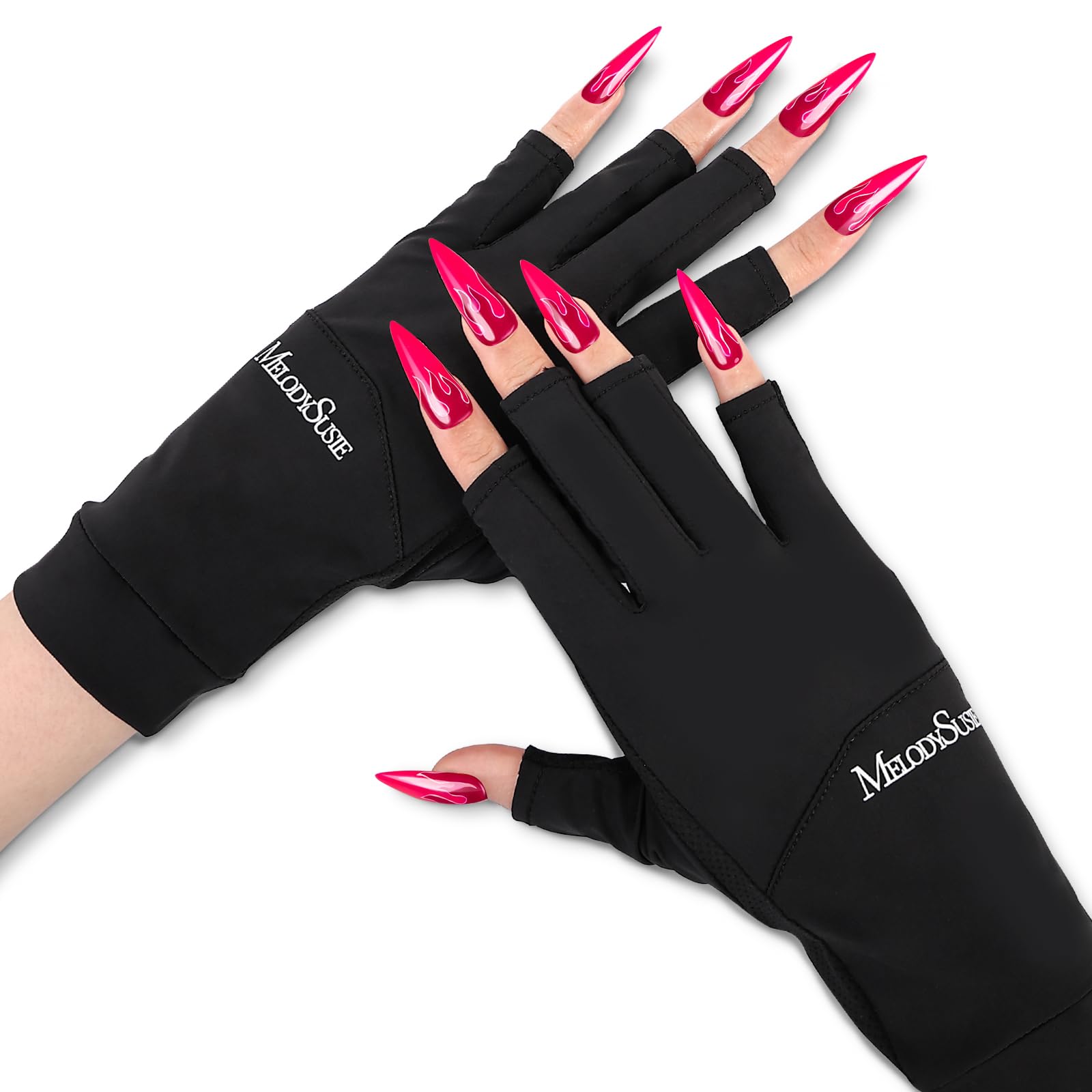 MelodySusie Premium UV Gloves for Nails, Professional UPF 99+ UV Protection Gloves for Manicures, Cool Feeling Fabric, Nail Art Skin Care Fingerless Anti UV Glove Protect Hands from UV Harm