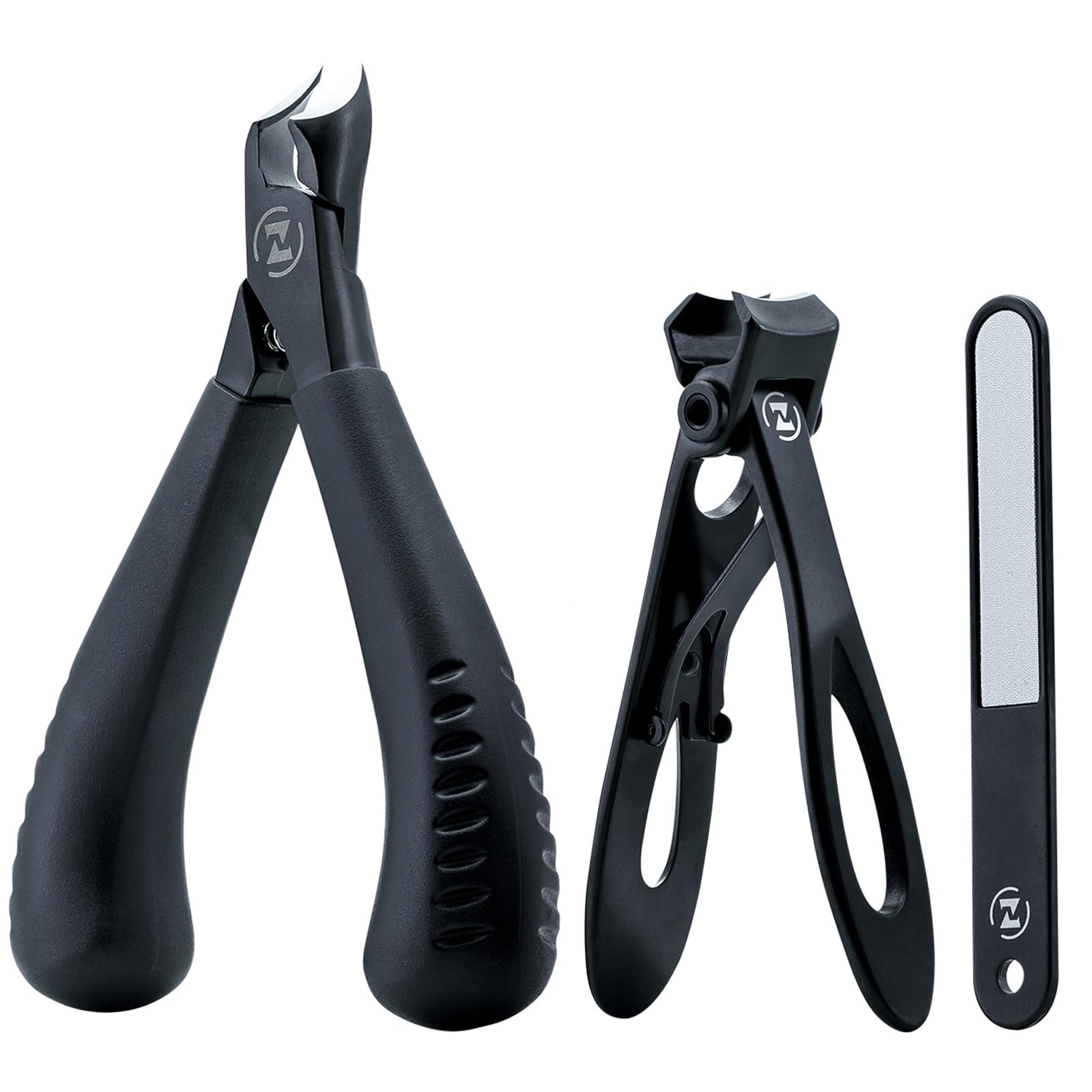 Toenail Clipper Set Heavy Duty Nail Clippers Thick Sharp Ingrown Toe Nail Clipper for Seniors Men Women Kids Professional Podiatrist Toe Nail Cutter with A Free Nail File (Black)
