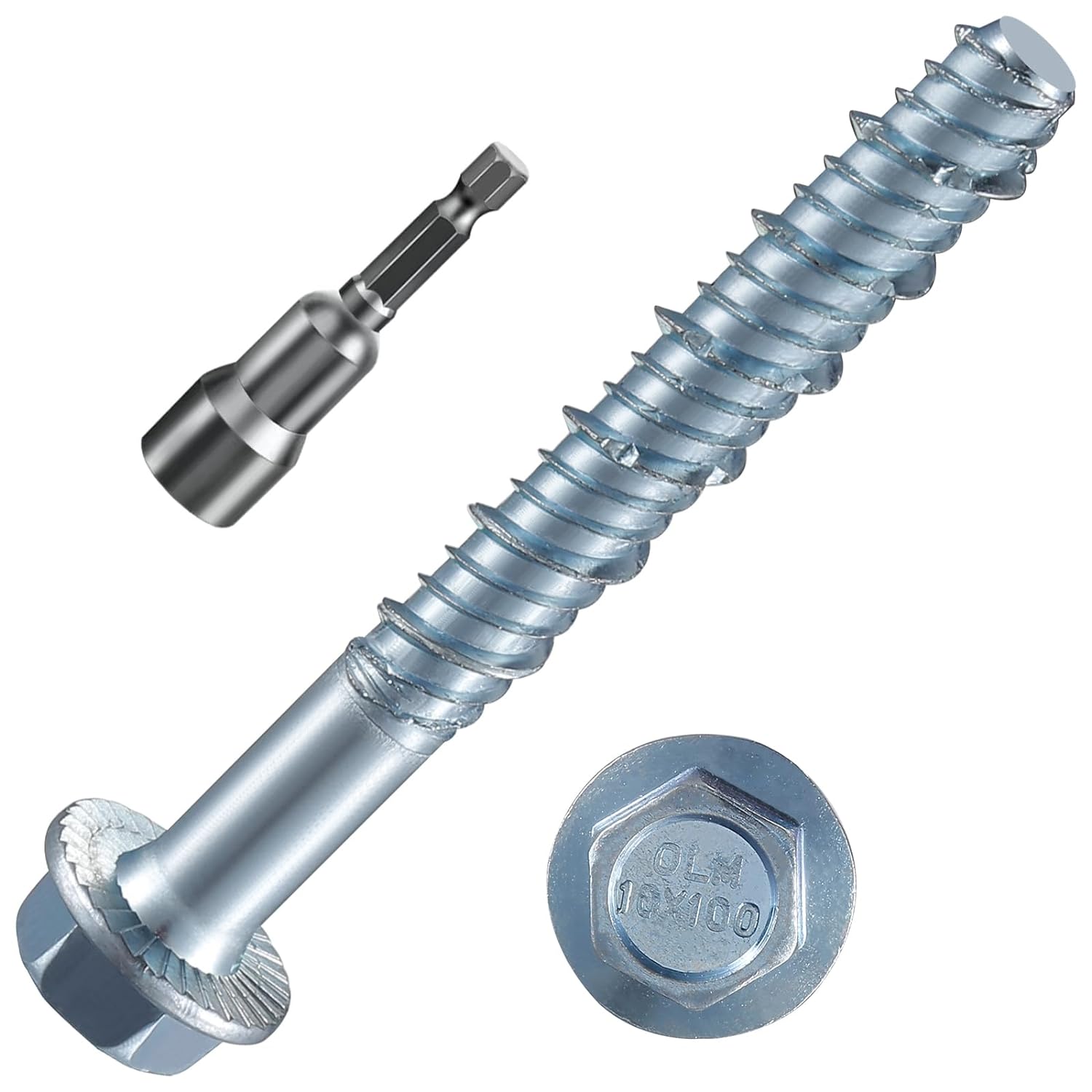 1/4" x 2" Zinc Plated Large Diameter Concrete Screw for Anchoring to Masonry, Brick or Block (30pcs)