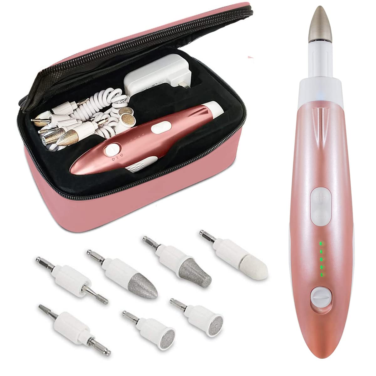 Professional Electric Manicure & Pedicure Set - Corded 24000 RPM Electric Nail Drill Kit File, Buff, Grind, Smooth, Polish Natural, Thick, Acrylic Nails
