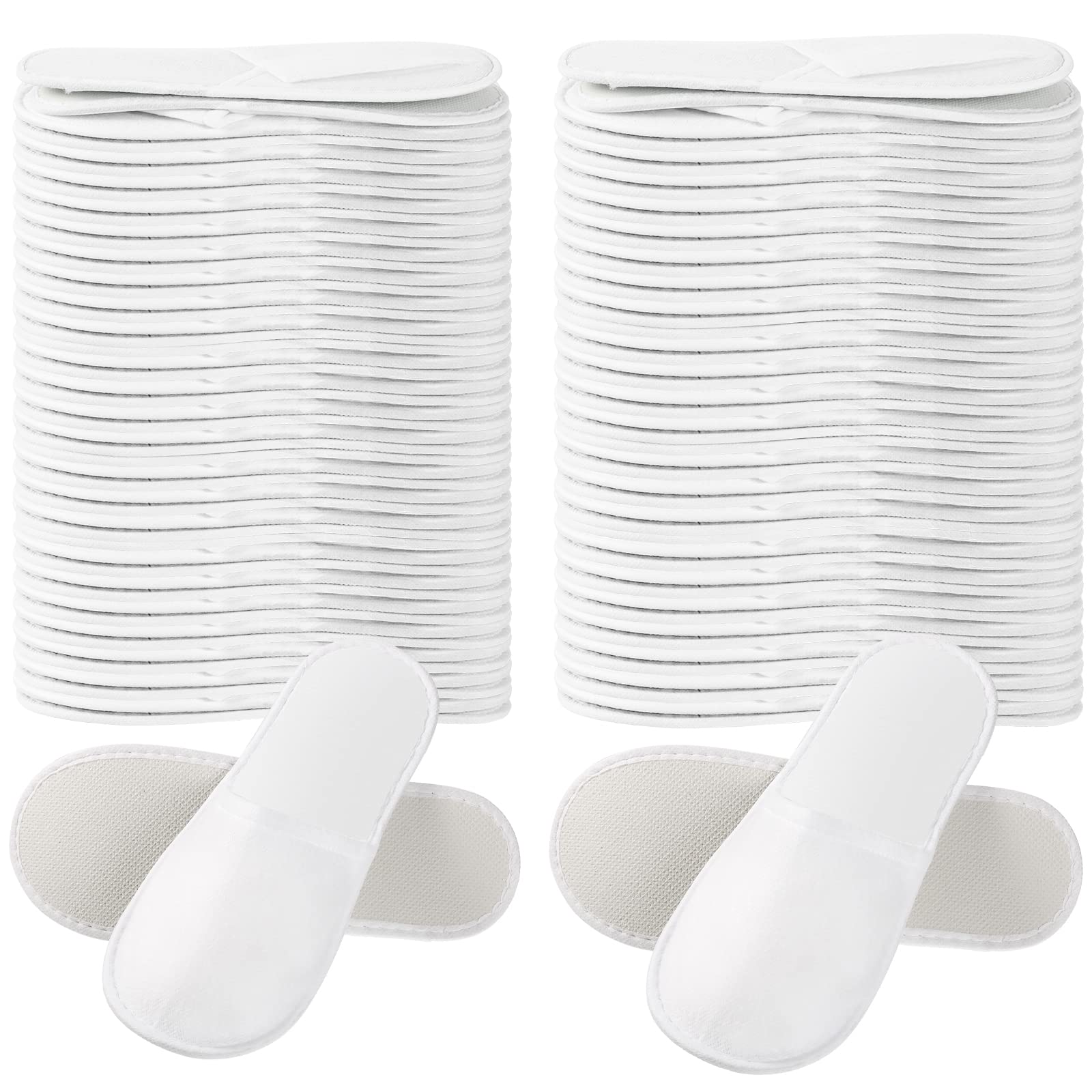 Hicarer 60 Pairs Disposable Slippers, White Non Slip Closed Toe Slippers Unisex Disposable Slippers for Men and Women, Hotel, Home, Guest, Spa, Travel, Massage, 2 Sizes