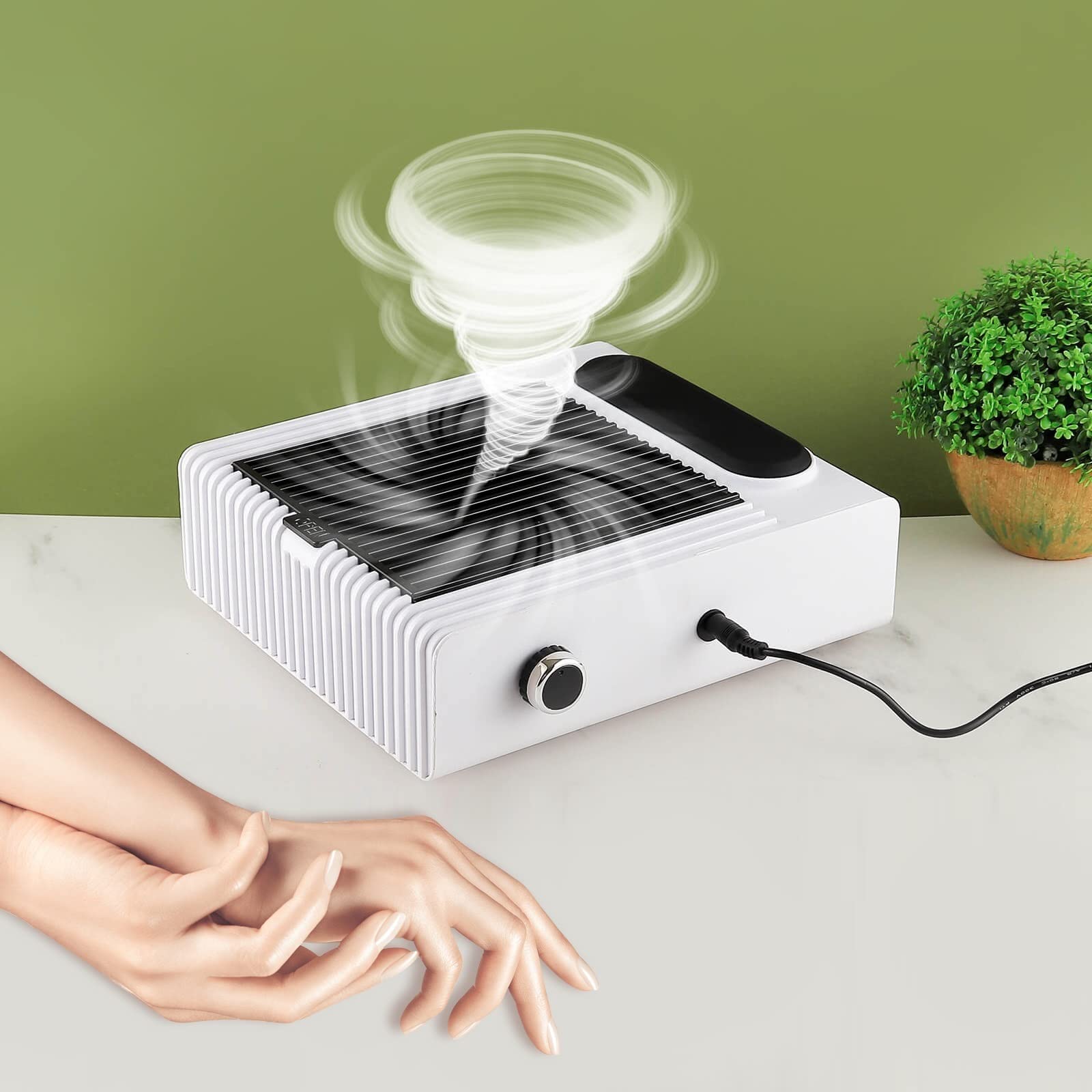 80W Nail Dust Collector Machine Nail Dust Vacuum Cleaner with Powerful Suction Extractor Fan for Manicure, Professional Nail Filter for Nail Art, Home Salon Use (White)