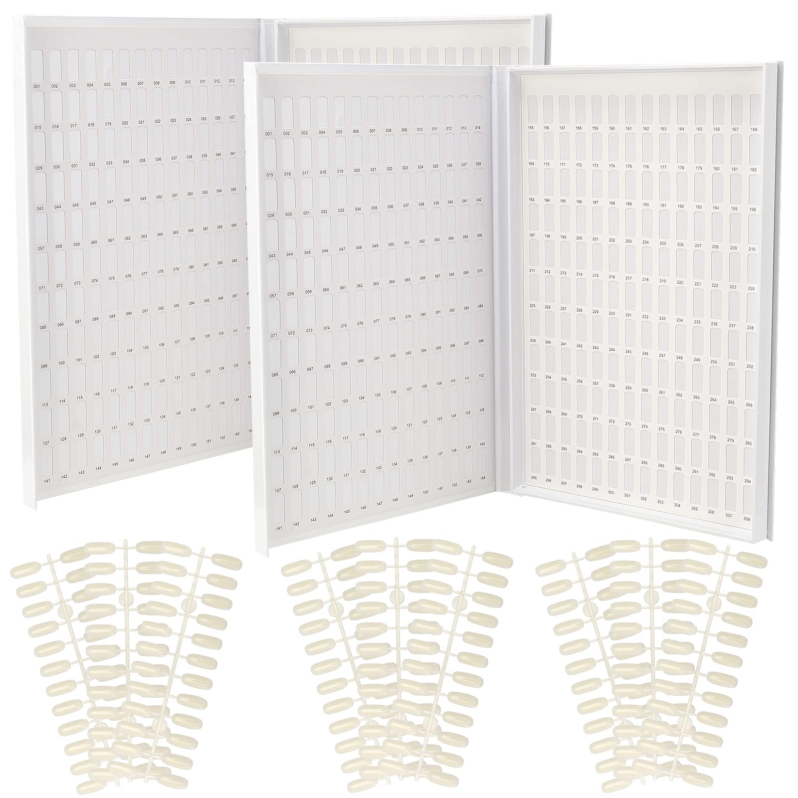 PINGEUI 2 Pack 308 Colors Nail Display Book, Nail Gel Polish Display Chart with 720 Nail Tips, Nail Polish Sample Display Book for Nail Salon and Nail Painting Practice, No Need Glue