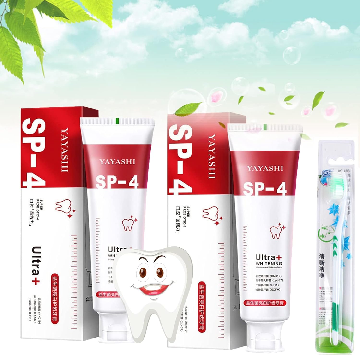 Sp-4 Ultra Whitening, Sip-4 Toothpaste, Yayashi Sp-4¬™ Probiotic Whitening Toothpaste, YilikuSp-4 Toothpaste, Yayashi Sp-4 Toothpaste, Sip 4 Probiotics Whitening Toothpaste (Red)