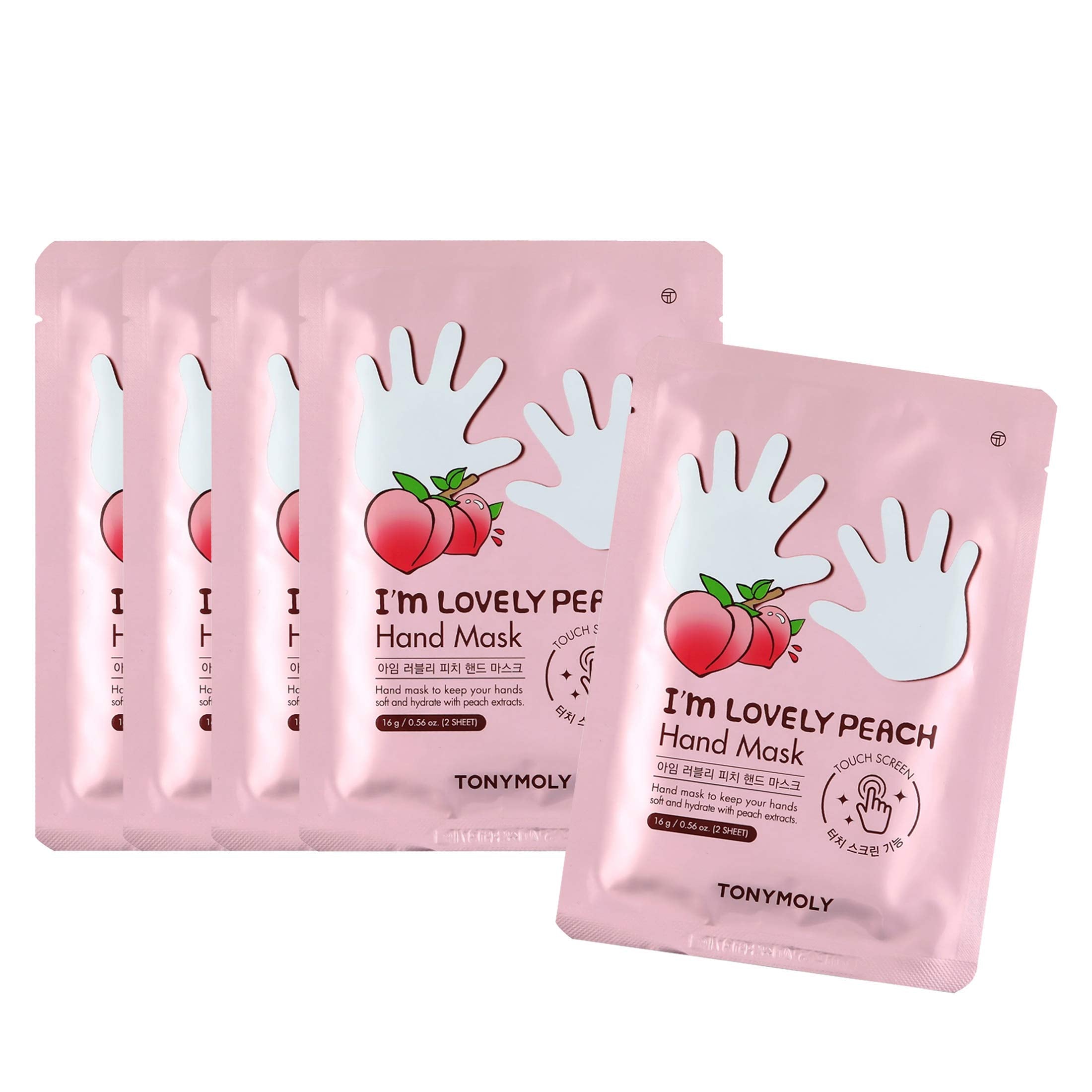 TONYMOLY I'm Lovely Peach Hand Mask, 2 Count (Pack of 5)