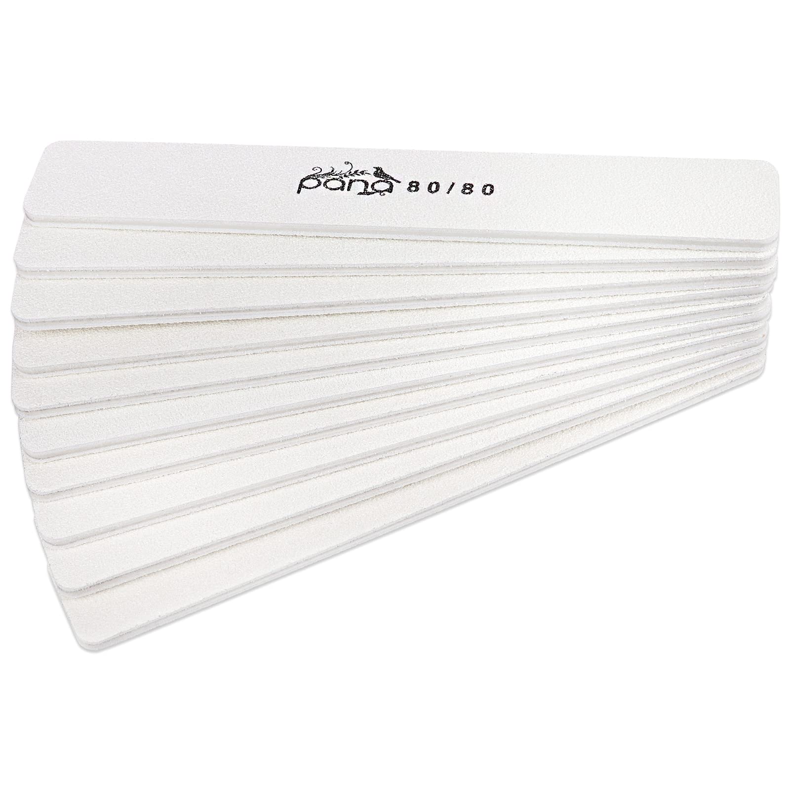 PANA Jumbo Double-Sided Emery Nail File for Manicure, Pedicure, Natural, and Acrylic Nails - White (Grit 80/80) - 50 Piece Pack