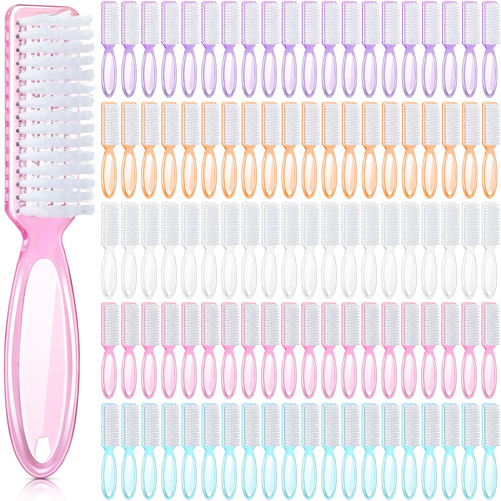 Patelai 100 Pcs Nail Brushes Bulk Handle Nail Scrubber Brush for Cleaning Fingernails Grip Manicure Brushes Pedicure Cleaning Brushes for Toes and Nails Cleaning, 5 Colors