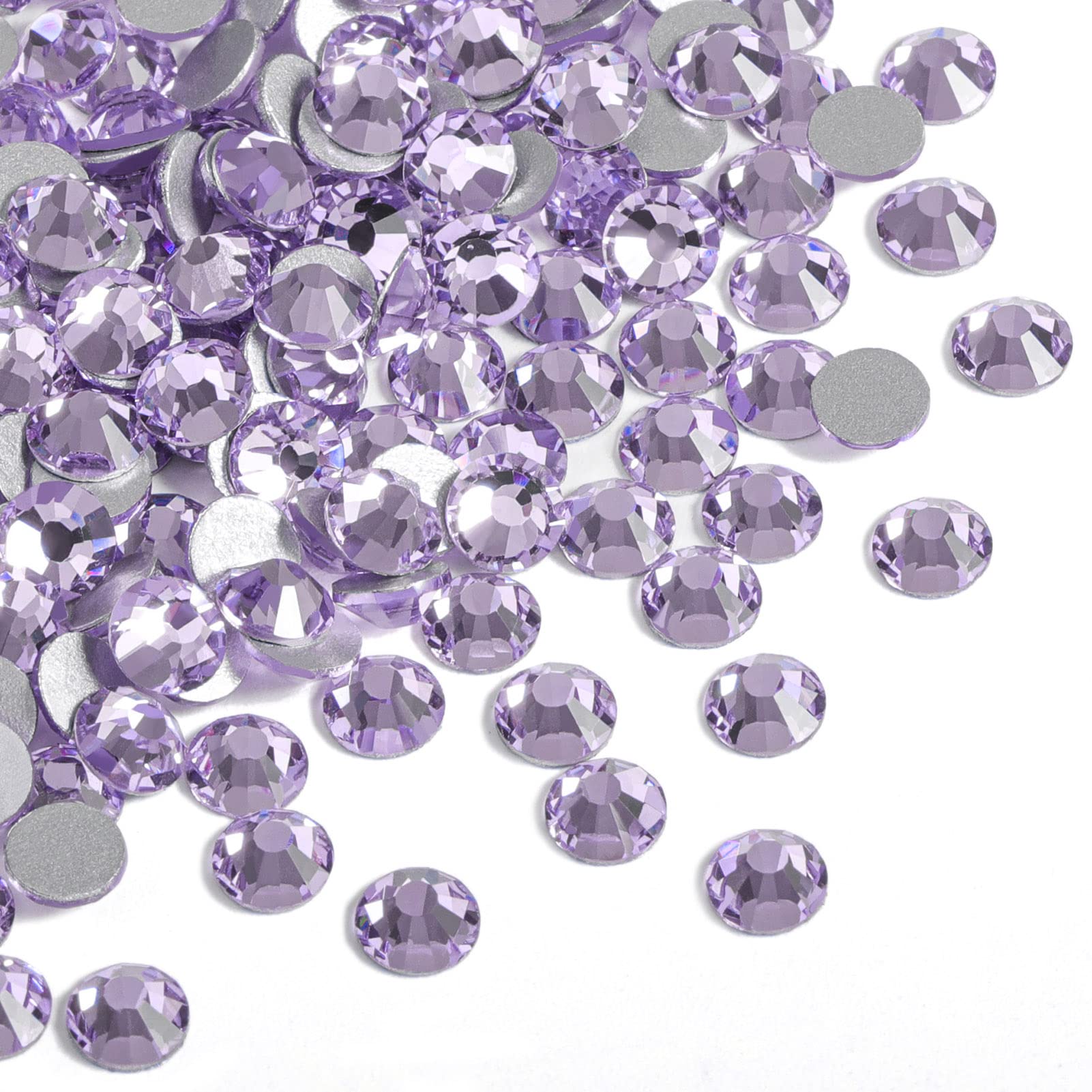 Beadsland 2880pcs Flat Back Crystal Rhinestones Round Gems for Nail Art and Craft Glue Fix, Violet, SS20,4.6-4.8mm
