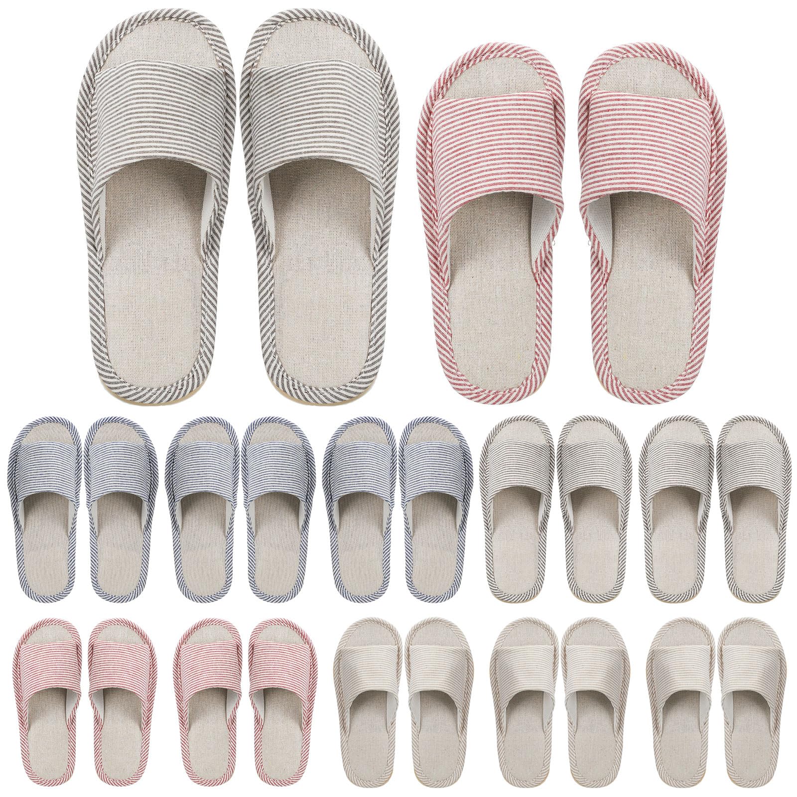 Suhine 12 Pairs House Slipper for Guests Open Toe Spa Slippers Non Slip Indoor Slippers Comfortable Breathable Home Slippers for Travel Guests Hotel Home Bedroom Unisex(Classic)
