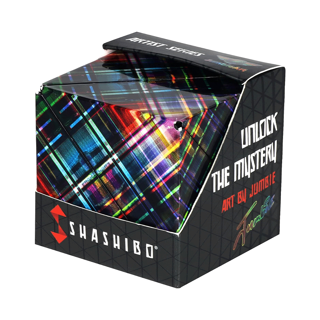 SHASHIBO Shape Shifting Fidget Cube - Jumbie Art Series - Disco Plaid