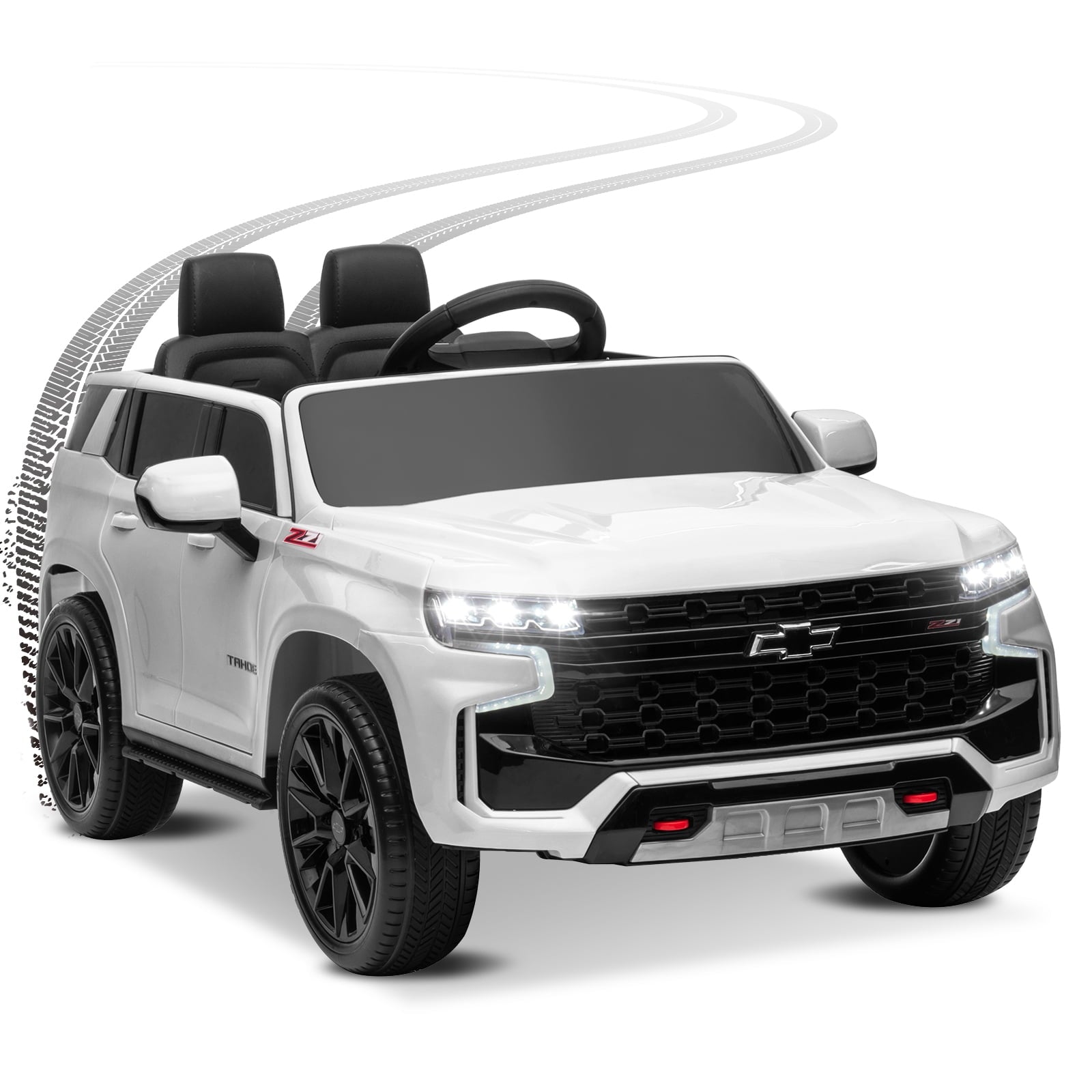 12V Kids Ride On Chevrolet Tahoe SUV, Dual Drive 12V 7A.h with 2.4G Remote Control, Four Wheelers Electric Car for Kids under 6,White