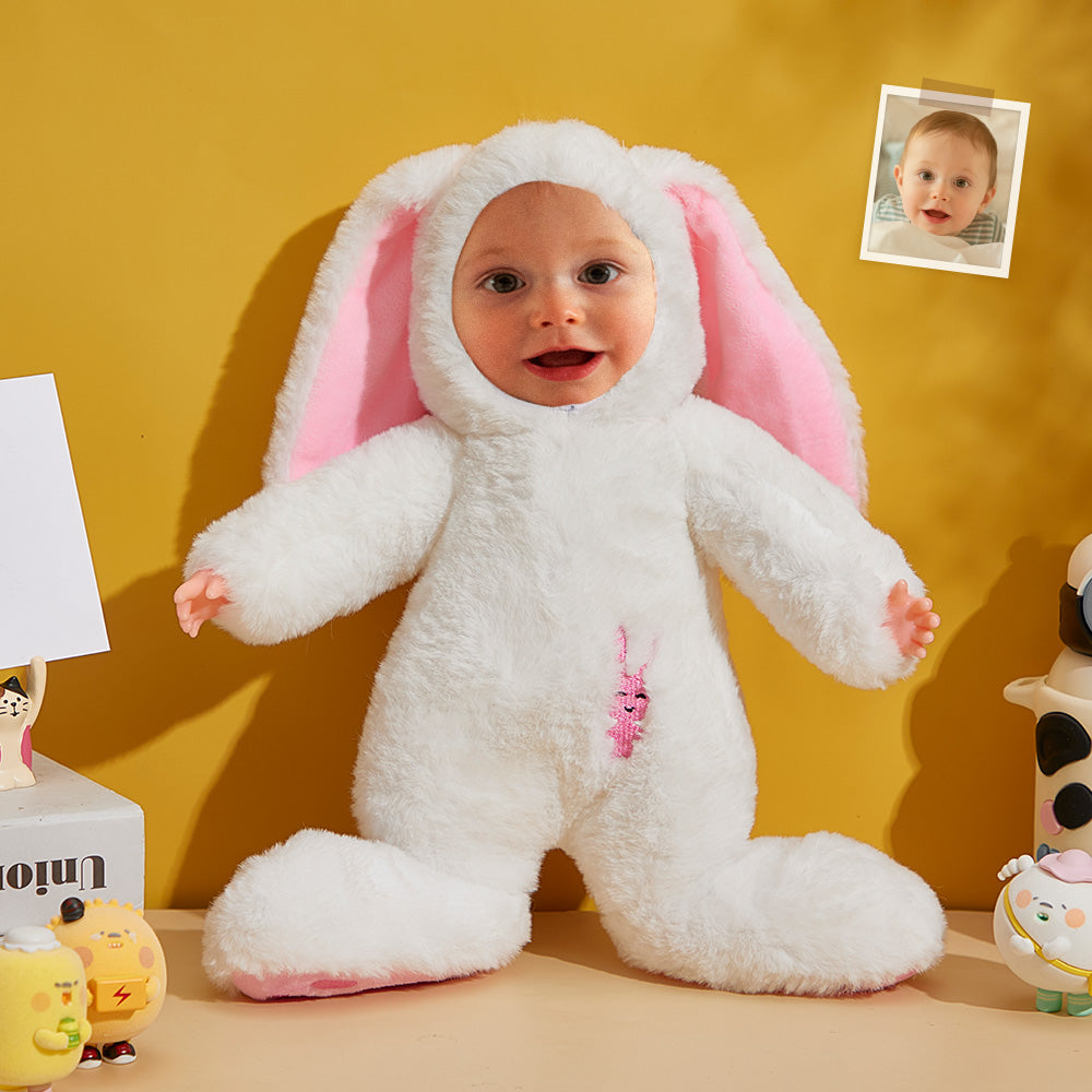 Custom Photo Face Doll Plush Bunny Cute Gifts