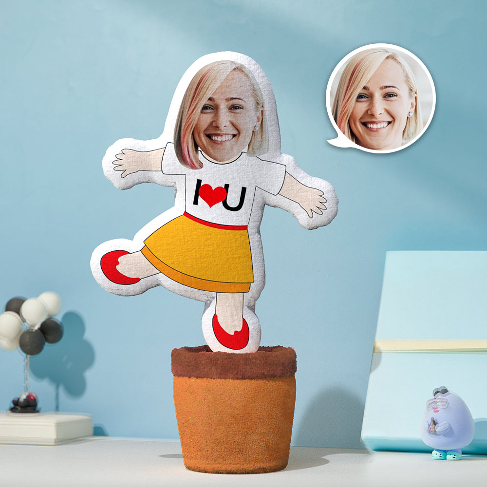 Custom Photo Face Doll Creative Funny Twisting I Love U Woman Couple Dancing Toys