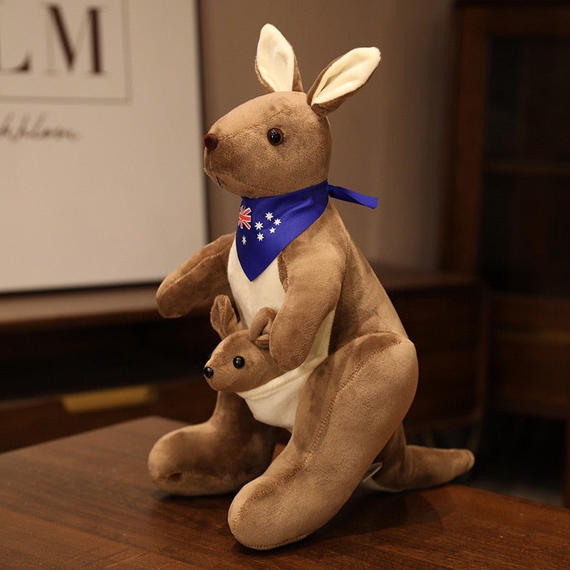 Cartoon Scarf Mother And Child Kangaroo Stuffed Plush Doll Pillow