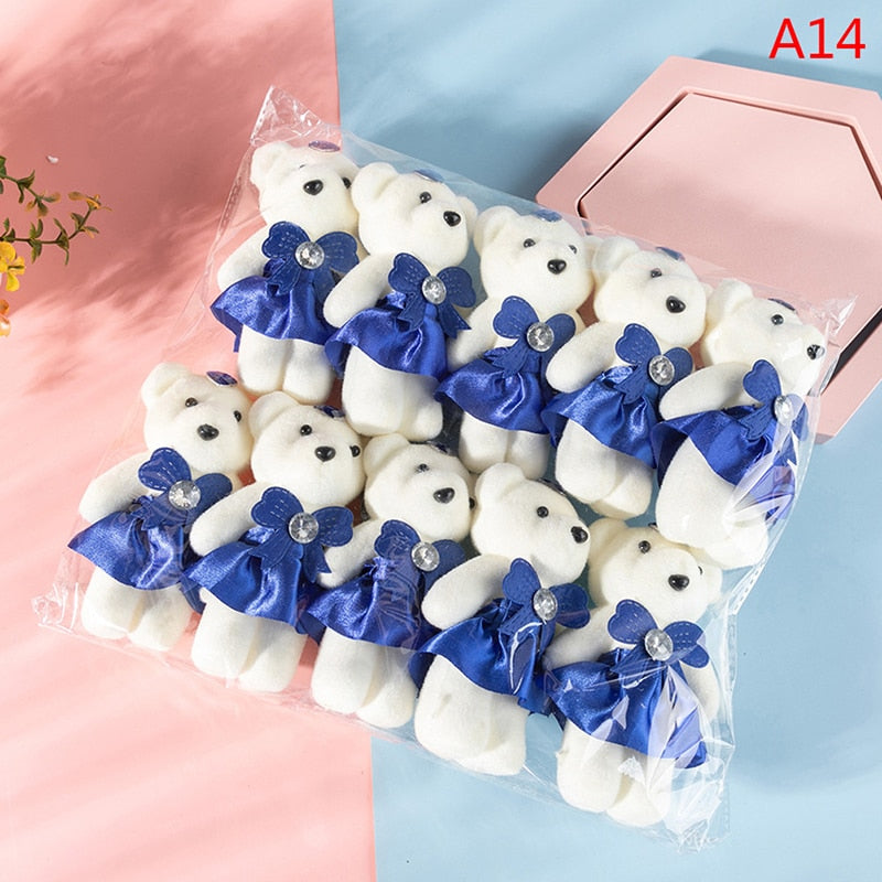 10PCS Cartoon Couple Models Bear Flower Dolls Wedding