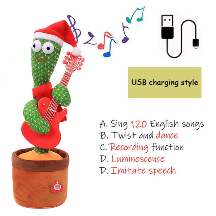 Birthday Present Dancing Cactus Electron Plush Toy Soft Plush Doll Babies Cactus That Can Sing And Dance Voice Interactive Bled - YourStore