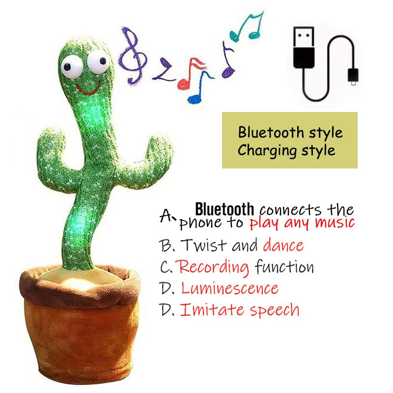 Birthday Present Dancing Cactus Electron Plush Toy Soft Plush Doll Babies Cactus That Can Sing And Dance Voice Interactive Bled - YourStore