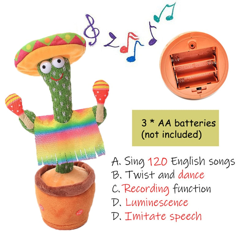 Birthday Present Dancing Cactus Electron Plush Toy Soft Plush Doll Babies Cactus That Can Sing And Dance Voice Interactive Bled - YourStore