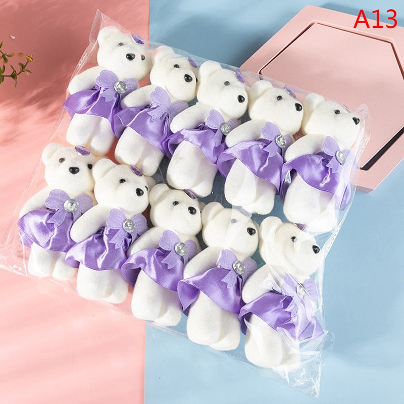 10PCS Cartoon Couple Models Bear Flower Dolls Wedding