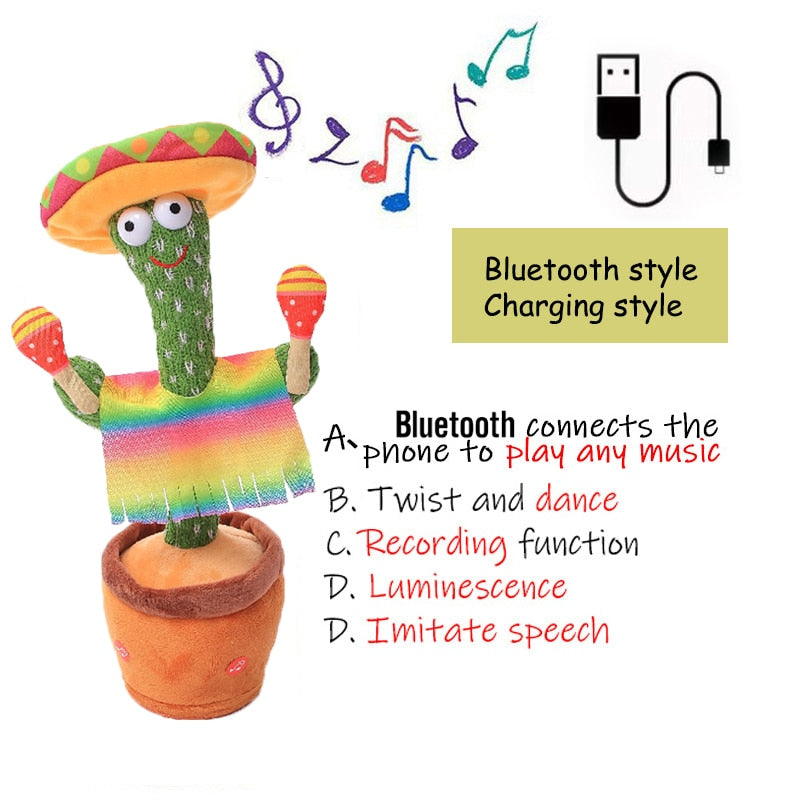 Birthday Present Dancing Cactus Electron Plush Toy Soft Plush Doll Babies Cactus That Can Sing And Dance Voice Interactive Bled - YourStore