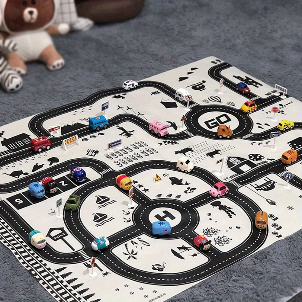Non-Slip Cartoon Traffic Road Map Game Floor Pad - Perfect for Children's Crawling & Puzzle Games!